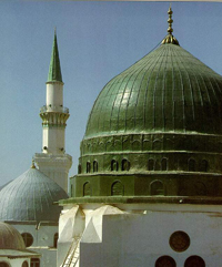 The dome above the Prophet's grave in Medina, Saudi Arabia