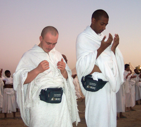 Two Muslim pilgrims during Hajj